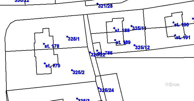 Parcela st. 786 v KÚ Rybitví, Katastrální mapa
