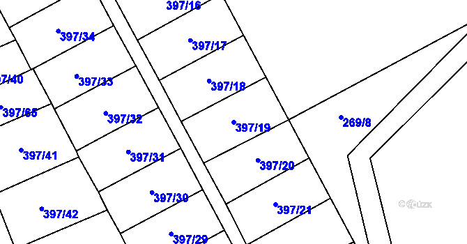 Parcela st. 397/19 v KÚ Rybitví, Katastrální mapa