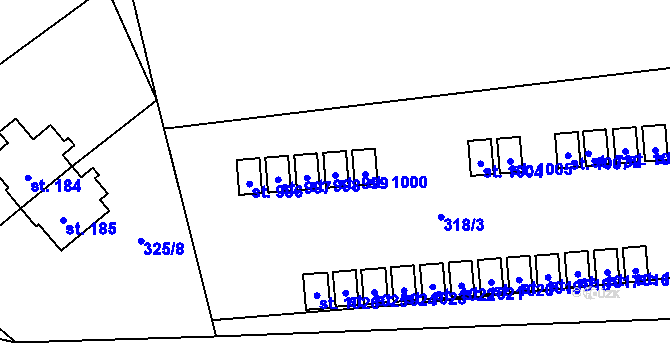 Parcela st. 999 v KÚ Rybitví, Katastrální mapa