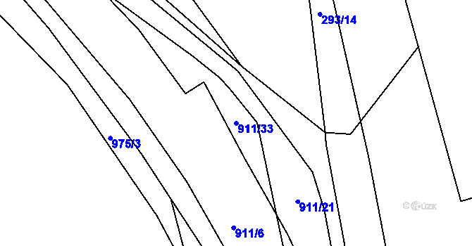 Parcela st. 911/33 v KÚ Rybitví, Katastrální mapa