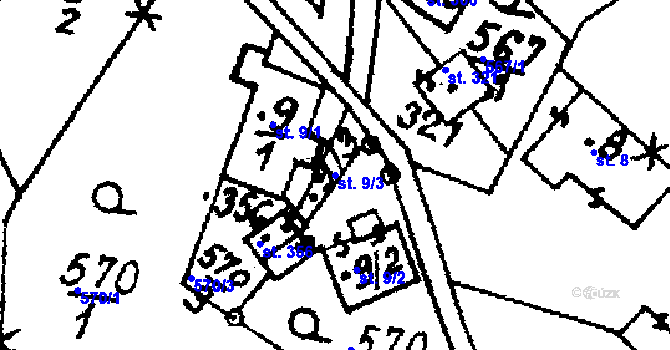Parcela st. 9/3 v KÚ Rybná nad Zdobnicí, Katastrální mapa