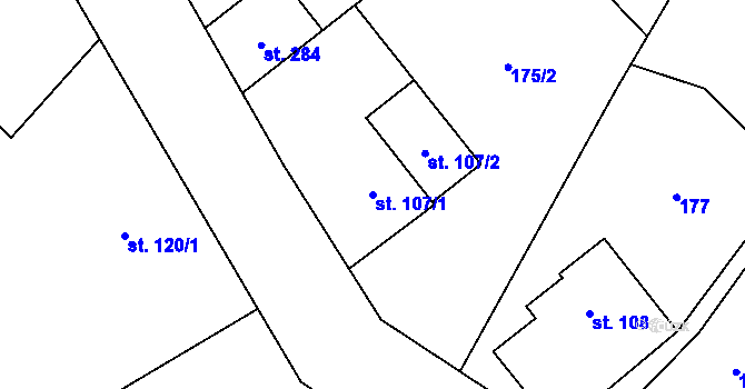 Parcela st. 107/1 v KÚ Rybná nad Zdobnicí, Katastrální mapa