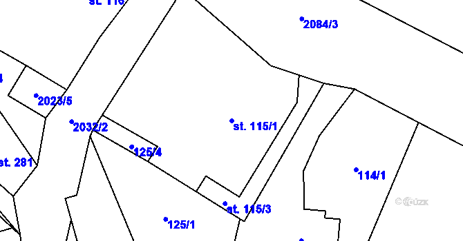 Parcela st. 115/1 v KÚ Rybná nad Zdobnicí, Katastrální mapa