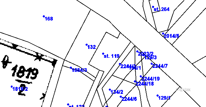 Parcela st. 119 v KÚ Rybná nad Zdobnicí, Katastrální mapa