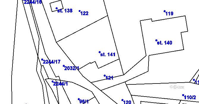 Parcela st. 141 v KÚ Rybná nad Zdobnicí, Katastrální mapa