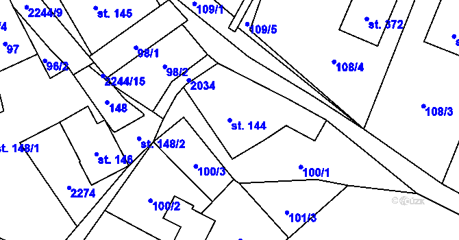 Parcela st. 144 v KÚ Rybná nad Zdobnicí, Katastrální mapa