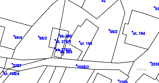 Parcela st. 166 v KÚ Rybná nad Zdobnicí, Katastrální mapa