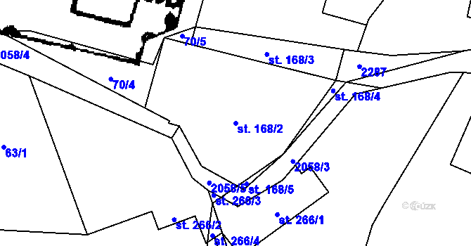 Parcela st. 168/2 v KÚ Rybná nad Zdobnicí, Katastrální mapa
