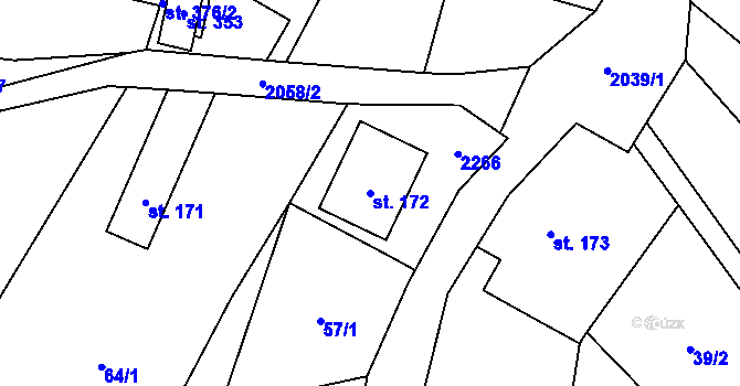 Parcela st. 172 v KÚ Rybná nad Zdobnicí, Katastrální mapa
