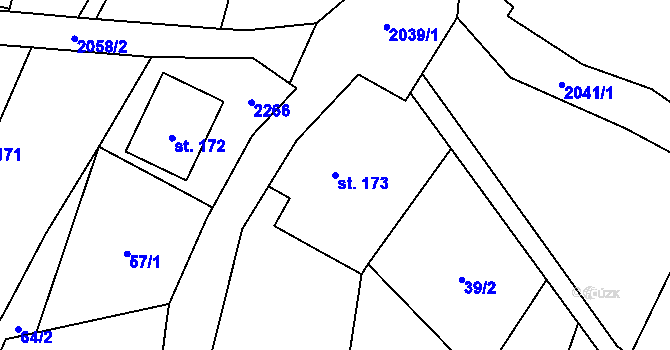 Parcela st. 173 v KÚ Rybná nad Zdobnicí, Katastrální mapa