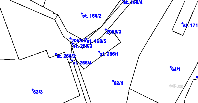 Parcela st. 266/1 v KÚ Rybná nad Zdobnicí, Katastrální mapa