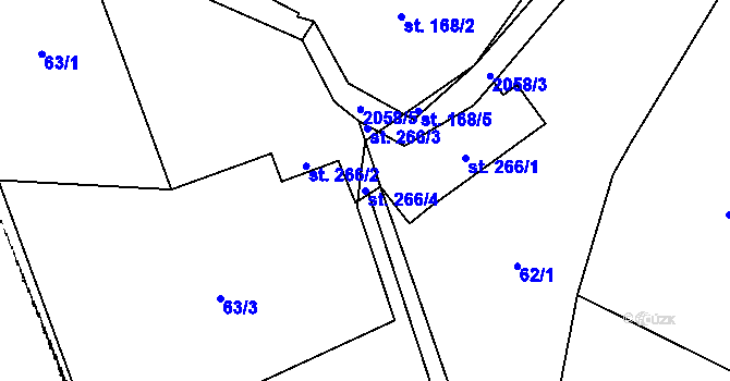 Parcela st. 266/4 v KÚ Rybná nad Zdobnicí, Katastrální mapa