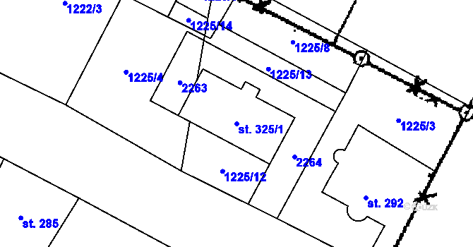 Parcela st. 325/1 v KÚ Rybná nad Zdobnicí, Katastrální mapa
