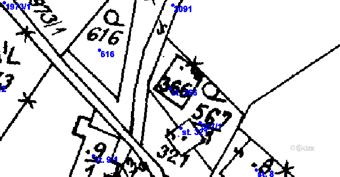 Parcela st. 366 v KÚ Rybná nad Zdobnicí, Katastrální mapa