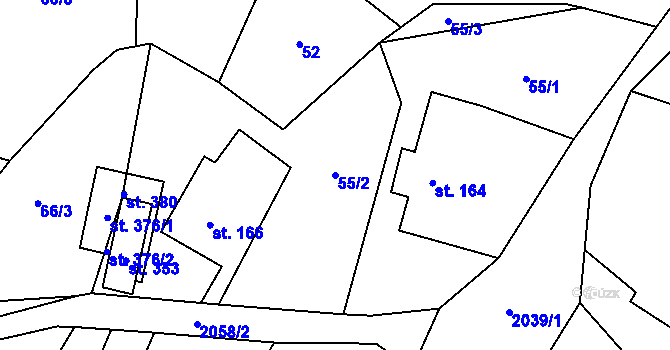 Parcela st. 55/2 v KÚ Rybná nad Zdobnicí, Katastrální mapa
