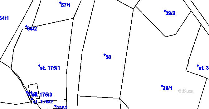 Parcela st. 58 v KÚ Rybná nad Zdobnicí, Katastrální mapa