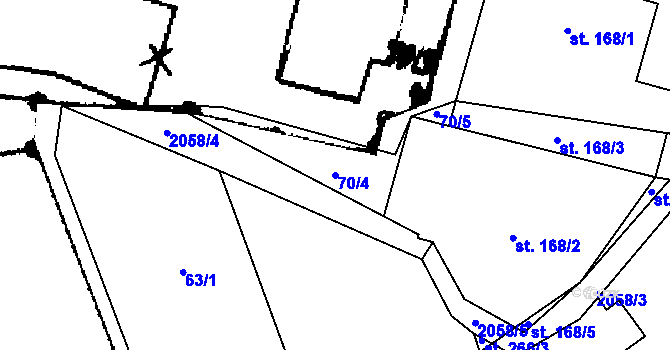 Parcela st. 70/4 v KÚ Rybná nad Zdobnicí, Katastrální mapa