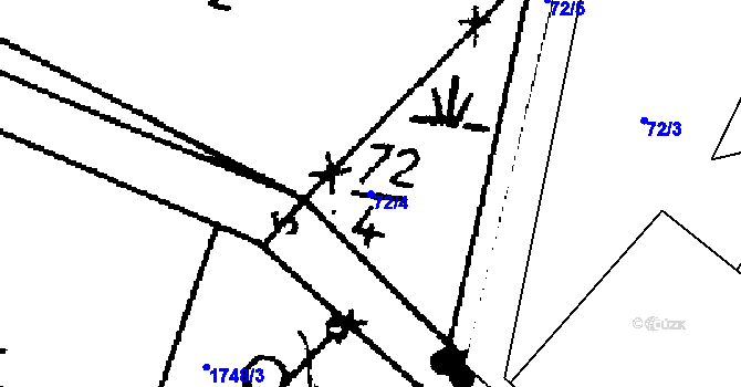 Parcela st. 72/4 v KÚ Rybná nad Zdobnicí, Katastrální mapa