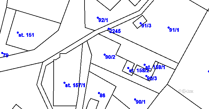 Parcela st. 90/2 v KÚ Rybná nad Zdobnicí, Katastrální mapa