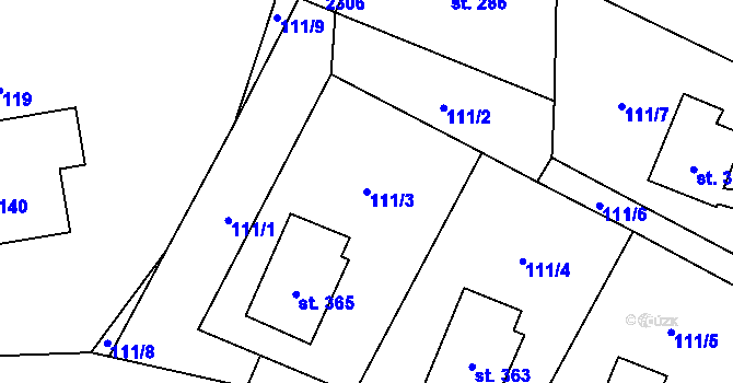 Parcela st. 111/3 v KÚ Rybná nad Zdobnicí, Katastrální mapa