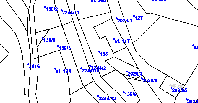 Parcela st. 135 v KÚ Rybná nad Zdobnicí, Katastrální mapa