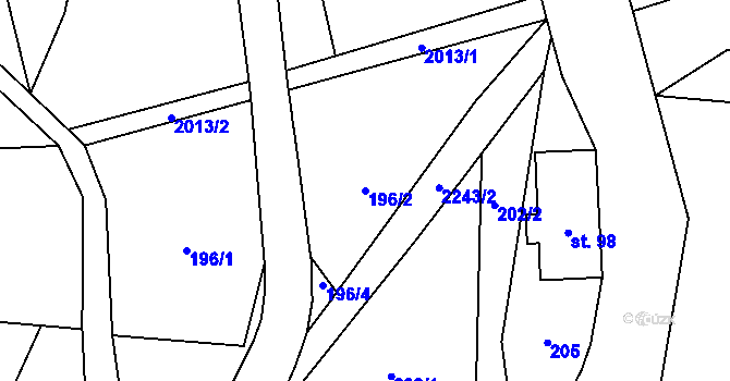Parcela st. 196/2 v KÚ Rybná nad Zdobnicí, Katastrální mapa