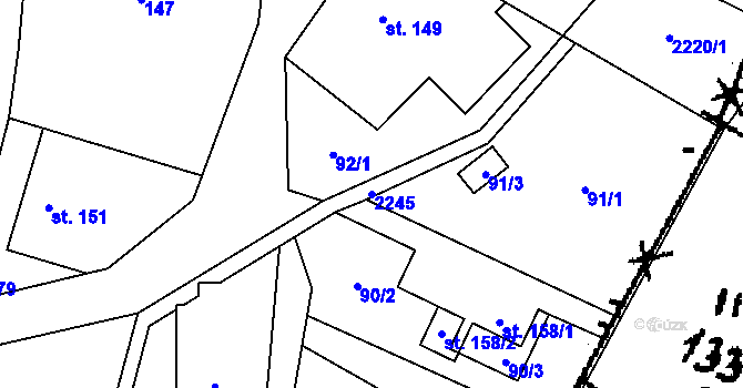 Parcela st. 2245 v KÚ Rybná nad Zdobnicí, Katastrální mapa