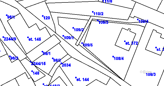 Parcela st. 109/5 v KÚ Rybná nad Zdobnicí, Katastrální mapa
