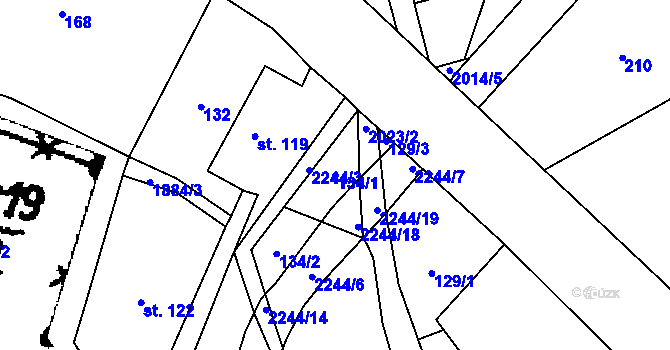 Parcela st. 134/1 v KÚ Rybná nad Zdobnicí, Katastrální mapa