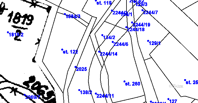 Parcela st. 2244/14 v KÚ Rybná nad Zdobnicí, Katastrální mapa