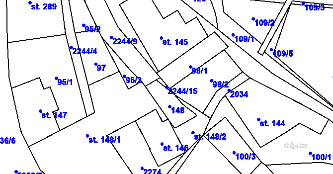 Parcela st. 2244/15 v KÚ Rybná nad Zdobnicí, Katastrální mapa