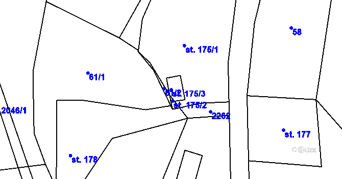 Parcela st. 175/3 v KÚ Rybná nad Zdobnicí, Katastrální mapa