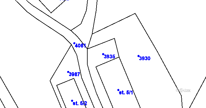 Parcela st. 3935 v KÚ Rybná nad Zdobnicí, Katastrální mapa