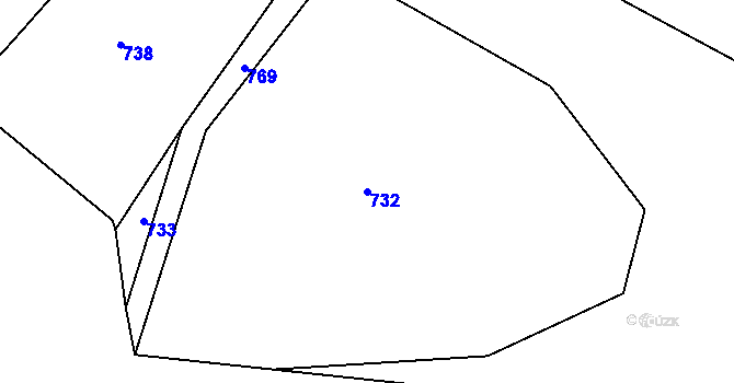 Parcela st. 732 v KÚ Rybné, Katastrální mapa