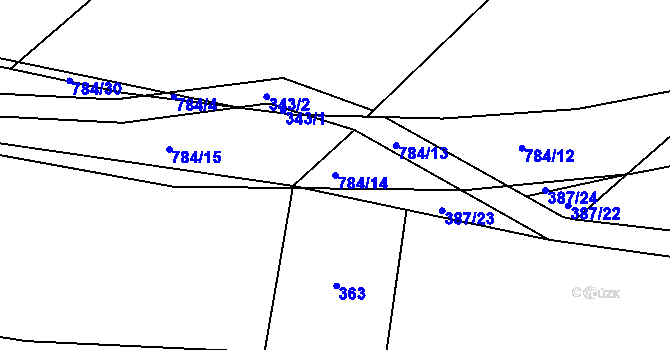 Parcela st. 784/14 v KÚ Rybné, Katastrální mapa