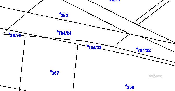 Parcela st. 784/23 v KÚ Rybné, Katastrální mapa