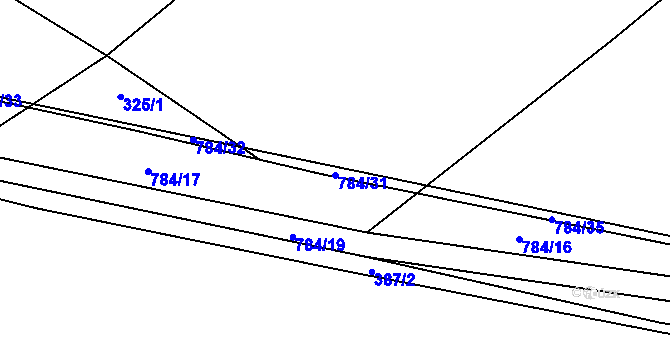 Parcela st. 784/31 v KÚ Rybné, Katastrální mapa