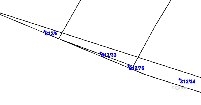 Parcela st. 812/33 v KÚ Rybné, Katastrální mapa