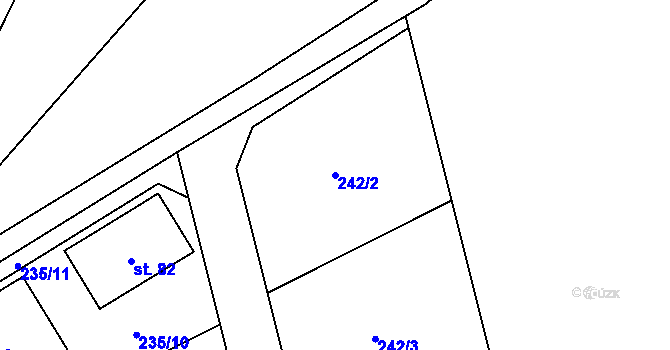 Parcela st. 242/2 v KÚ Rybné, Katastrální mapa