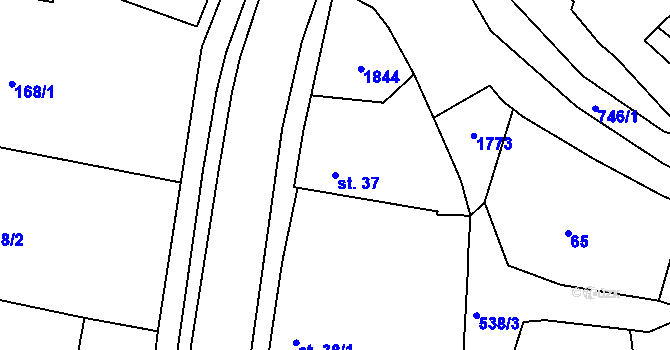 Parcela st. 37 v KÚ Rybnice u Kaznějova, Katastrální mapa