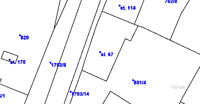 Parcela st. 67 v KÚ Rybnice u Kaznějova, Katastrální mapa