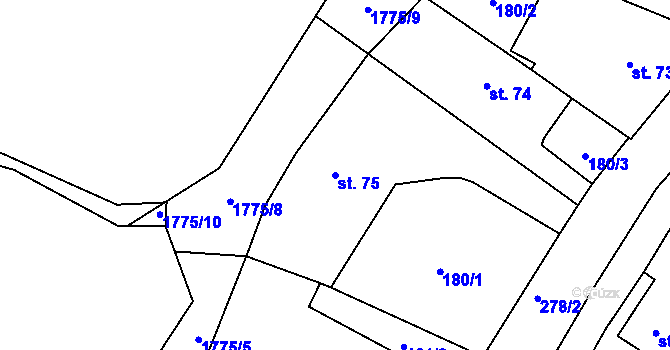 Parcela st. 75 v KÚ Rybnice u Kaznějova, Katastrální mapa