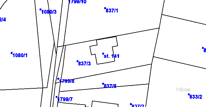 Parcela st. 141 v KÚ Rybnice u Kaznějova, Katastrální mapa