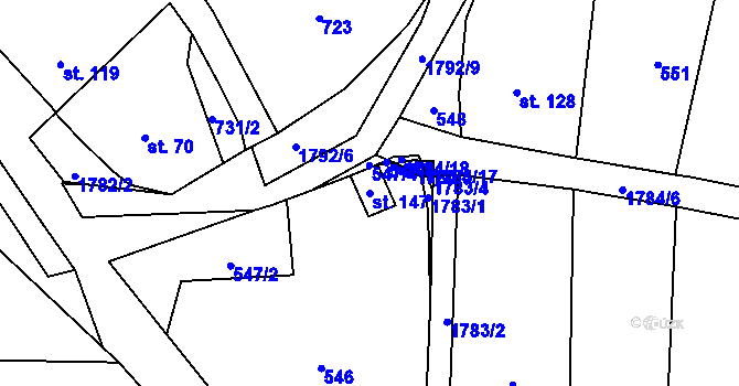 Parcela st. 147 v KÚ Rybnice u Kaznějova, Katastrální mapa