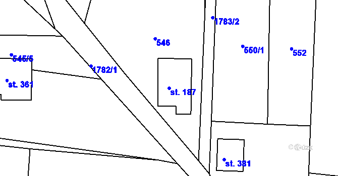 Parcela st. 187 v KÚ Rybnice u Kaznějova, Katastrální mapa