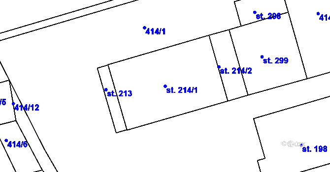 Parcela st. 214/1 v KÚ Rybnice u Kaznějova, Katastrální mapa