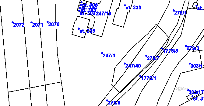 Parcela st. 247/1 v KÚ Rybnice u Kaznějova, Katastrální mapa
