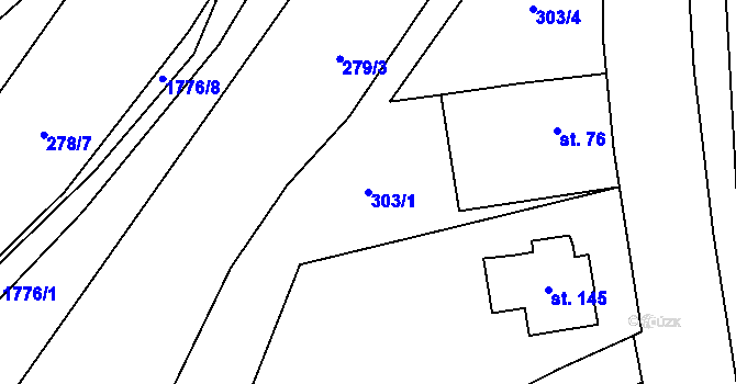 Parcela st. 303/1 v KÚ Rybnice u Kaznějova, Katastrální mapa
