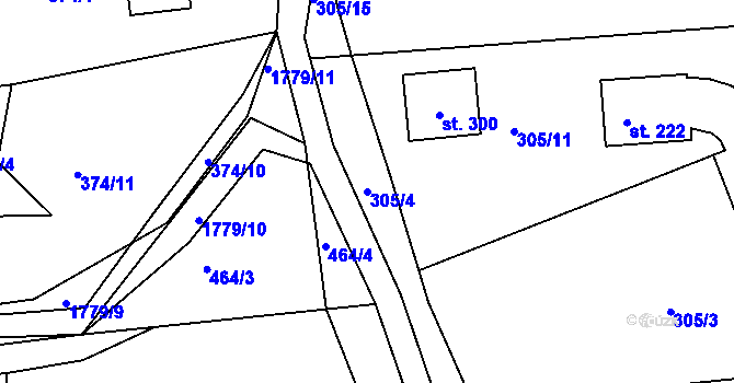 Parcela st. 305/4 v KÚ Rybnice u Kaznějova, Katastrální mapa