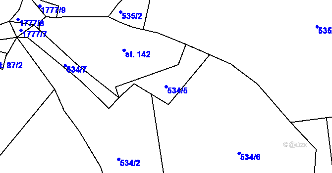 Parcela st. 534/5 v KÚ Rybnice u Kaznějova, Katastrální mapa